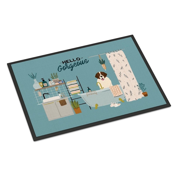 Carolines Treasures 24 x 36 in. Moscow Watchdog in Bathtub Indoor or Outdoor Mat CK7449JMAT - main